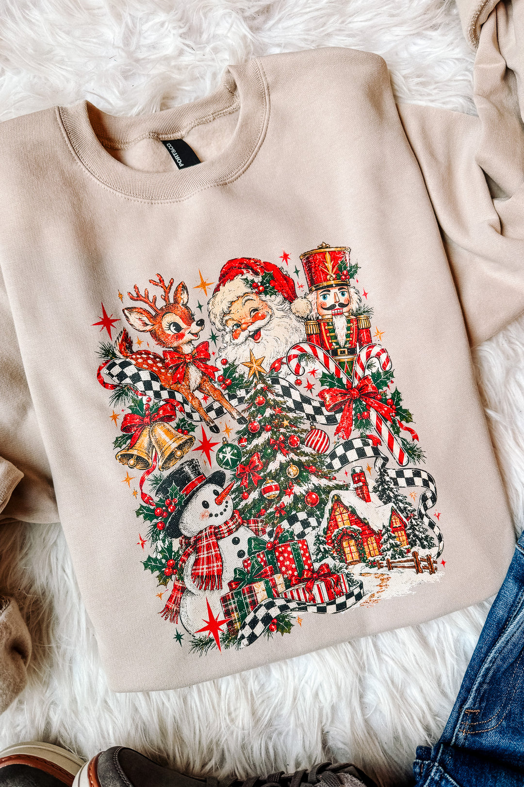 Home for the Holidays Graphic Sweatshirt - Light Sand