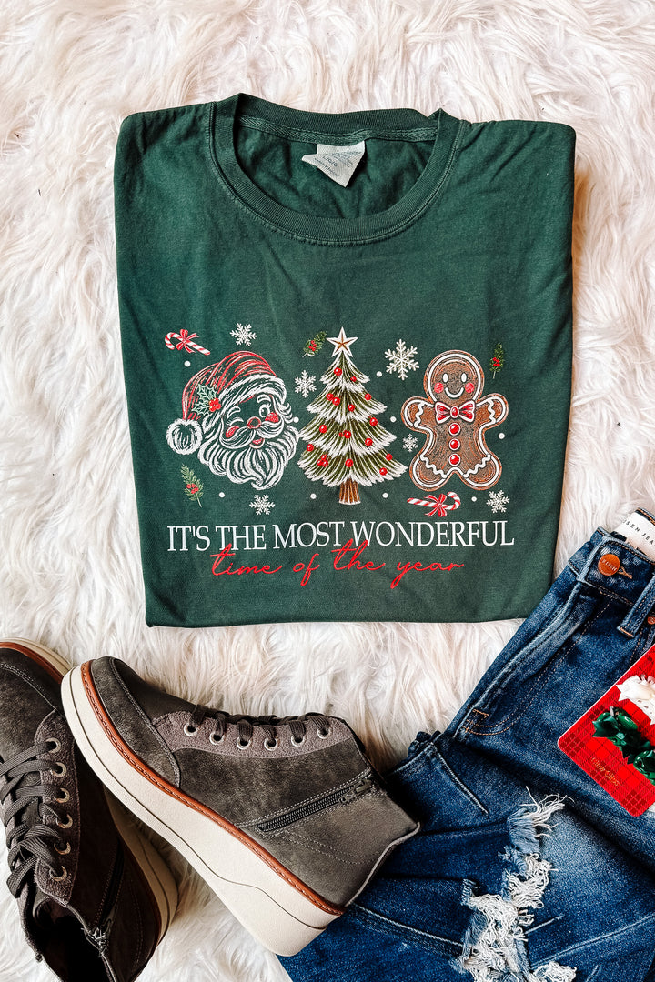 Vintage Most Wonderful Time Graphic Tee - Field Green
