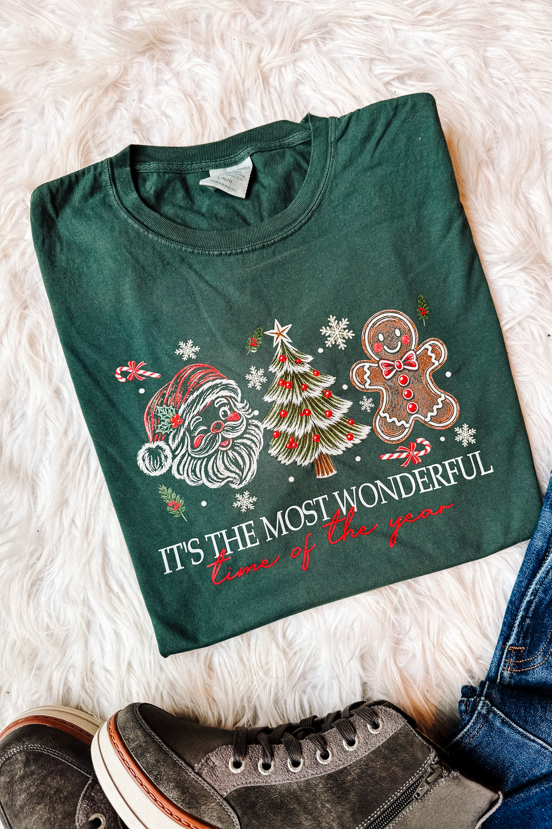 Vintage Most Wonderful Time Graphic Tee - Field Green