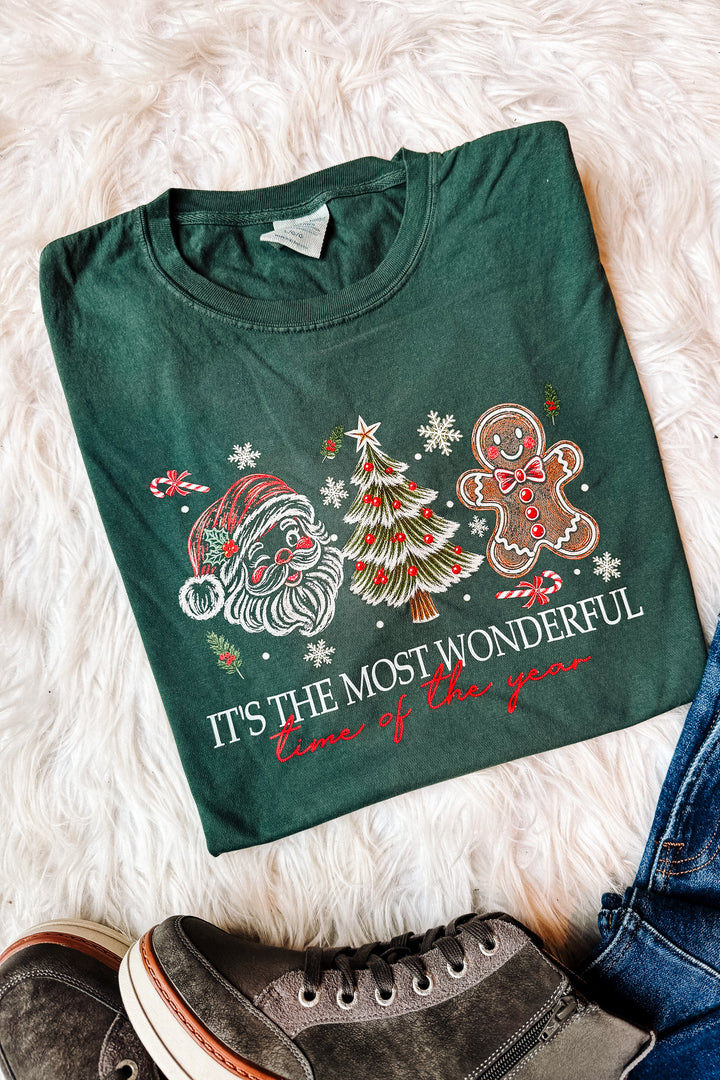 Vintage Most Wonderful Time Graphic Tee - Field Green