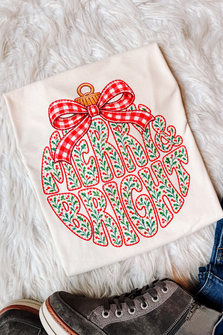 Ornament Merry & Bright Graphic Tee - Ivory