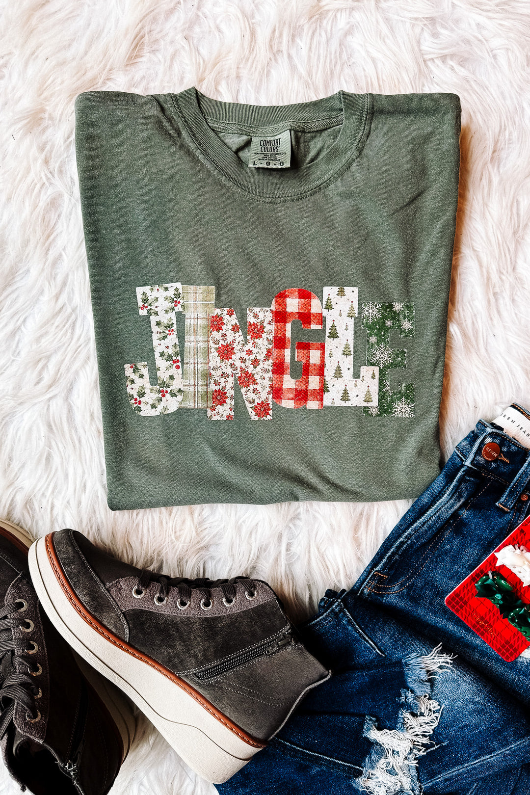 JINGLE Patterns Graphic Tee - Moss