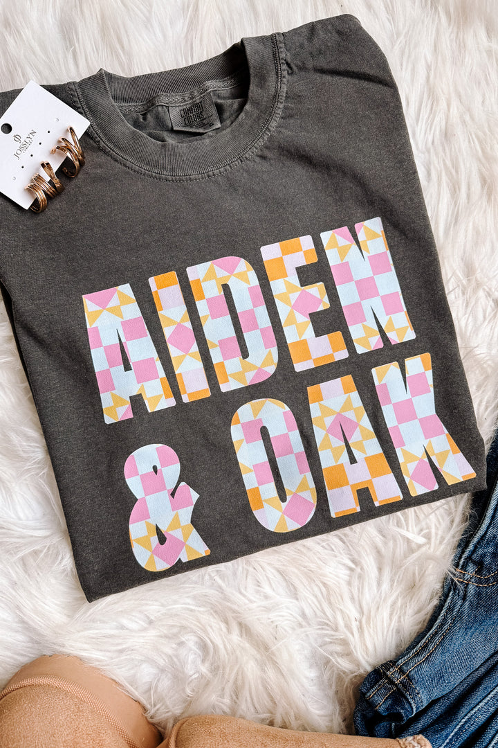 Aiden & Oak Patchwork Quilt Graphic Tee - Pepper