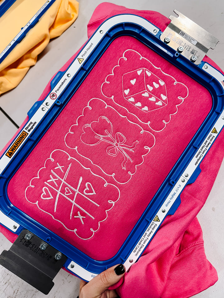 Valentine's Stamps Embroidered Sweatshirt - Pink