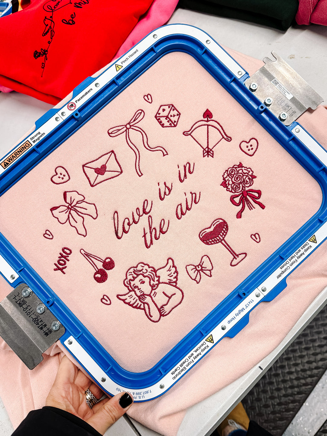 Love Is In The Air Embroidered Sweatshirt - Blush Pink