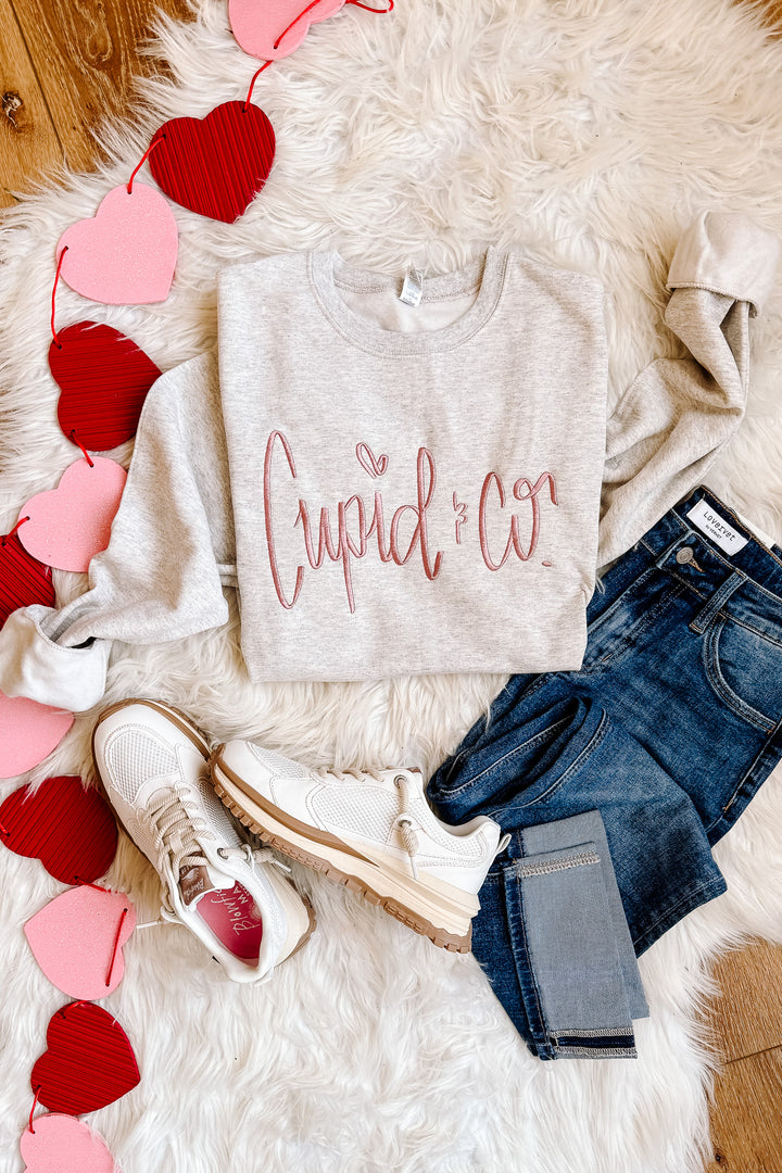 Cupid & Co Embroidered Sweatshirt - Oatmeal Heather