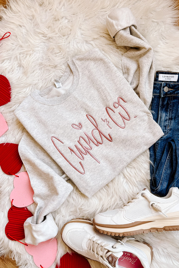 Cupid & Co Embroidered Sweatshirt - Oatmeal Heather