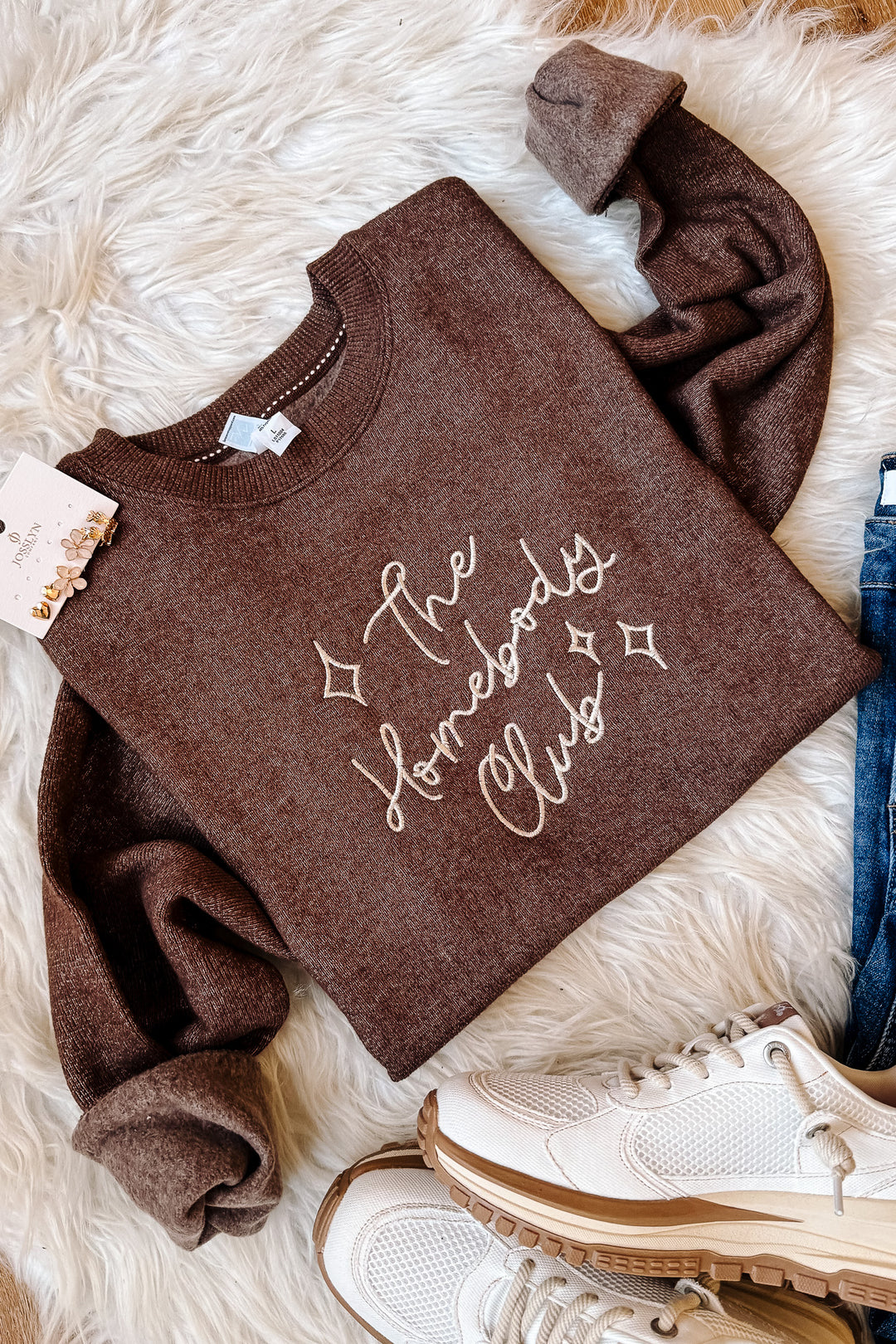 Homebody Embroidered Sweatshirt - Terra Brown