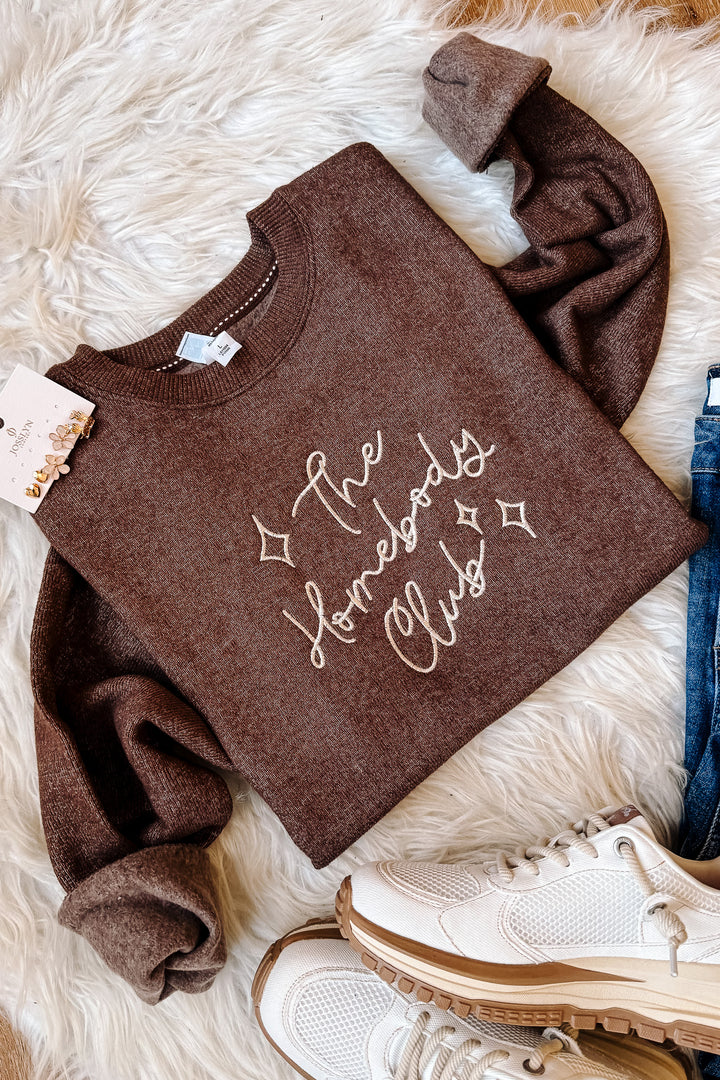 Homebody Embroidered Sweatshirt - Terra Brown
