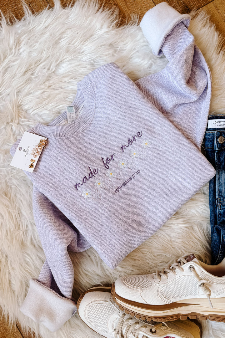 Made For More Embroidered Sweatshirt - Ice Purple