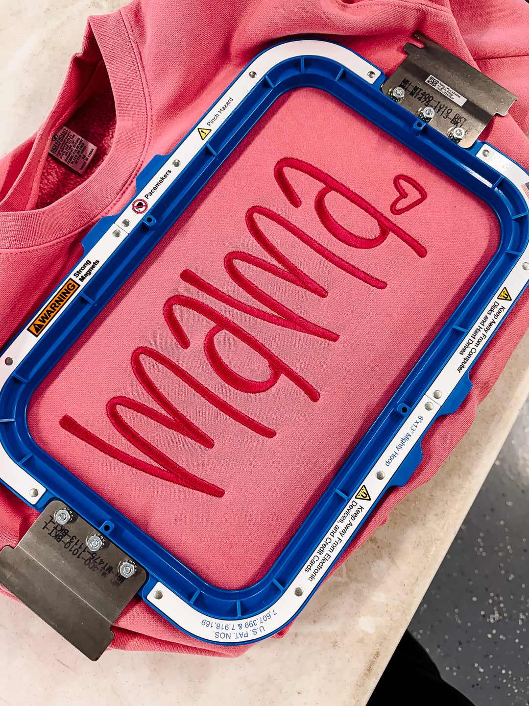 MAMA Heart Embroidered Sweatshirt - Pink