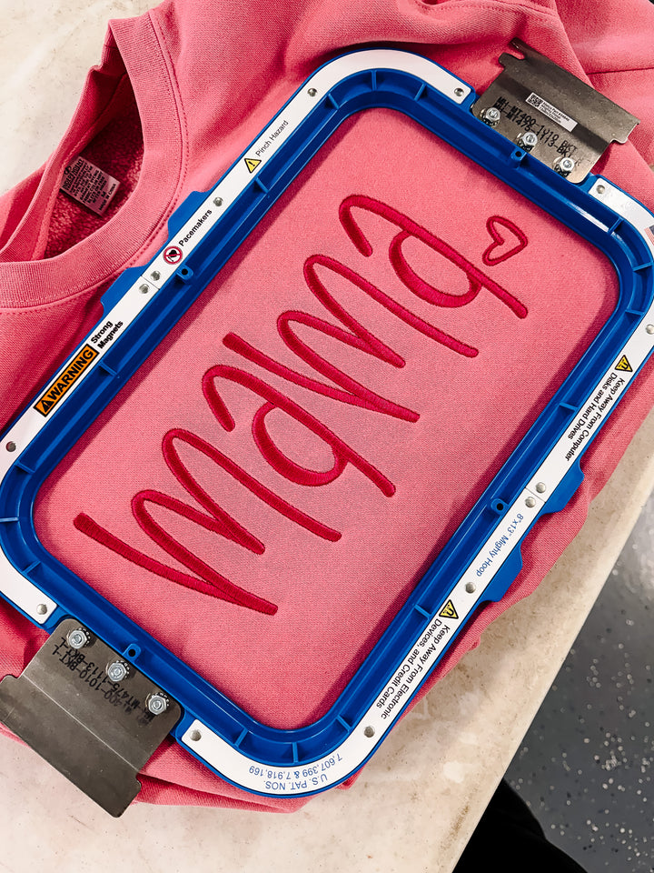 MAMA Heart Embroidered Sweatshirt - Pink