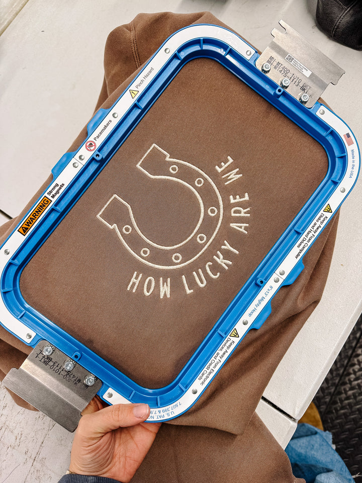 How Lucky Are We Embroidered Sweatshirt - Pigment Clay