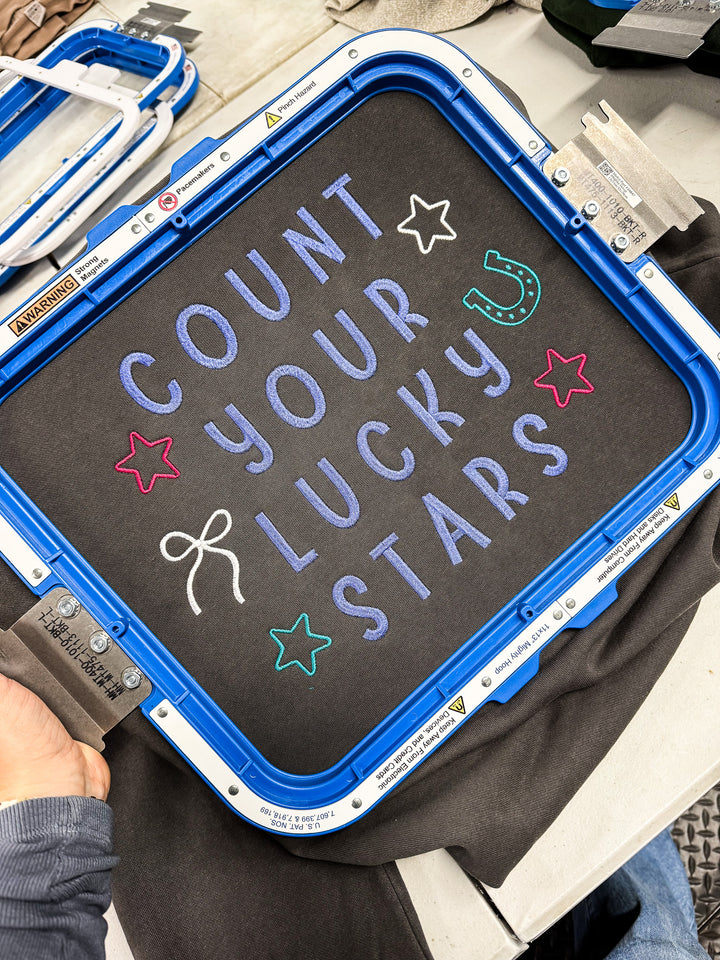 Count Your Lucky Stars Embroidered Sweatshirt - Pigment Black