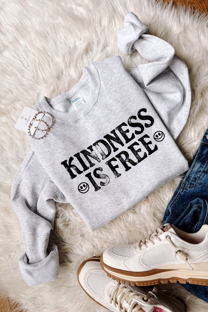 Kindness Is Free Crewneck Sweatshirt - Ash Grey