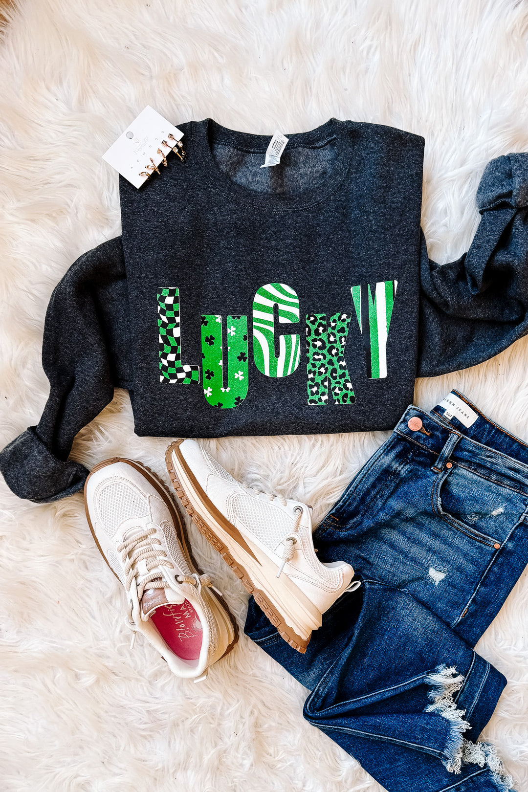 Free Lucky Vibes Crewneck Sweatshirt - Black Heather