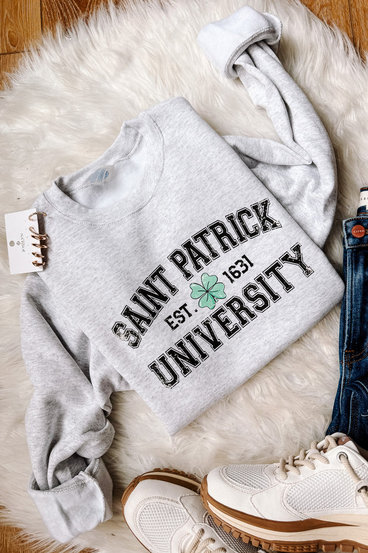 Saint Patrick University Crewneck Sweatshirt - Ash Grey