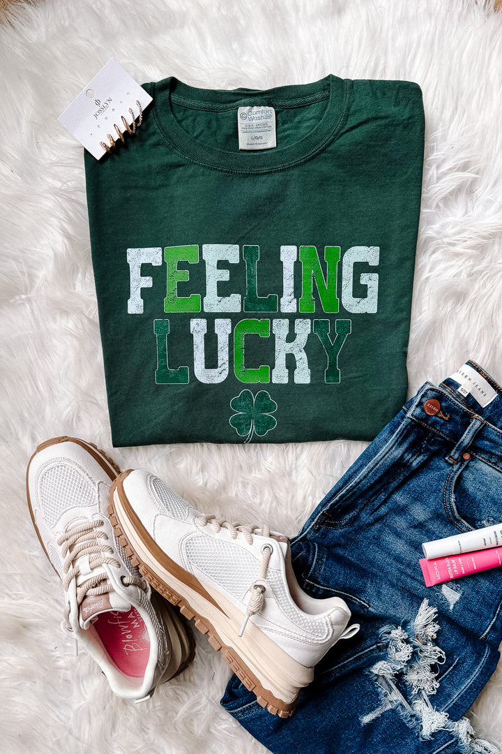 *DEAL* Feeling Lucky Graphic Tee - Field Green