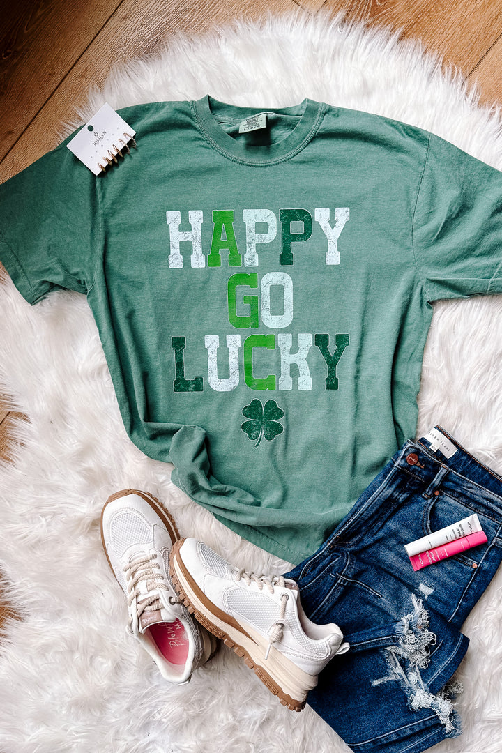 Happy Go Lucky Graphic Tee - Light Green