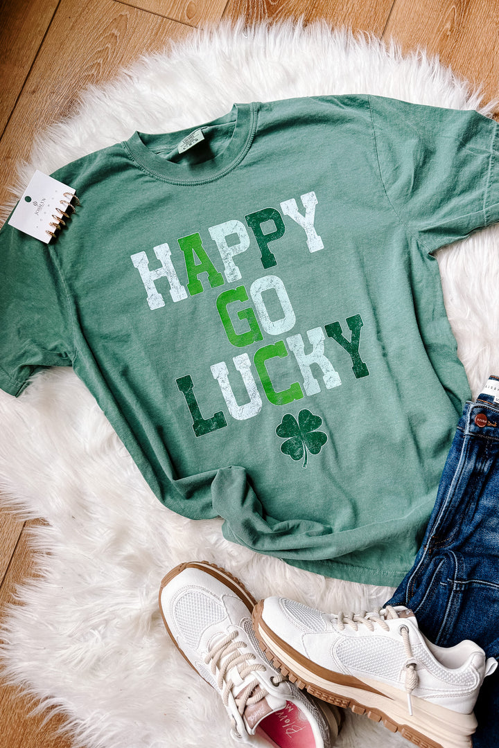 Happy Go Lucky Graphic Tee - Light Green