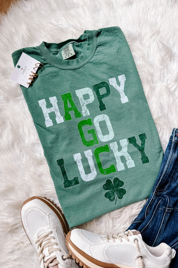 Happy Go Lucky Graphic Tee - Light Green