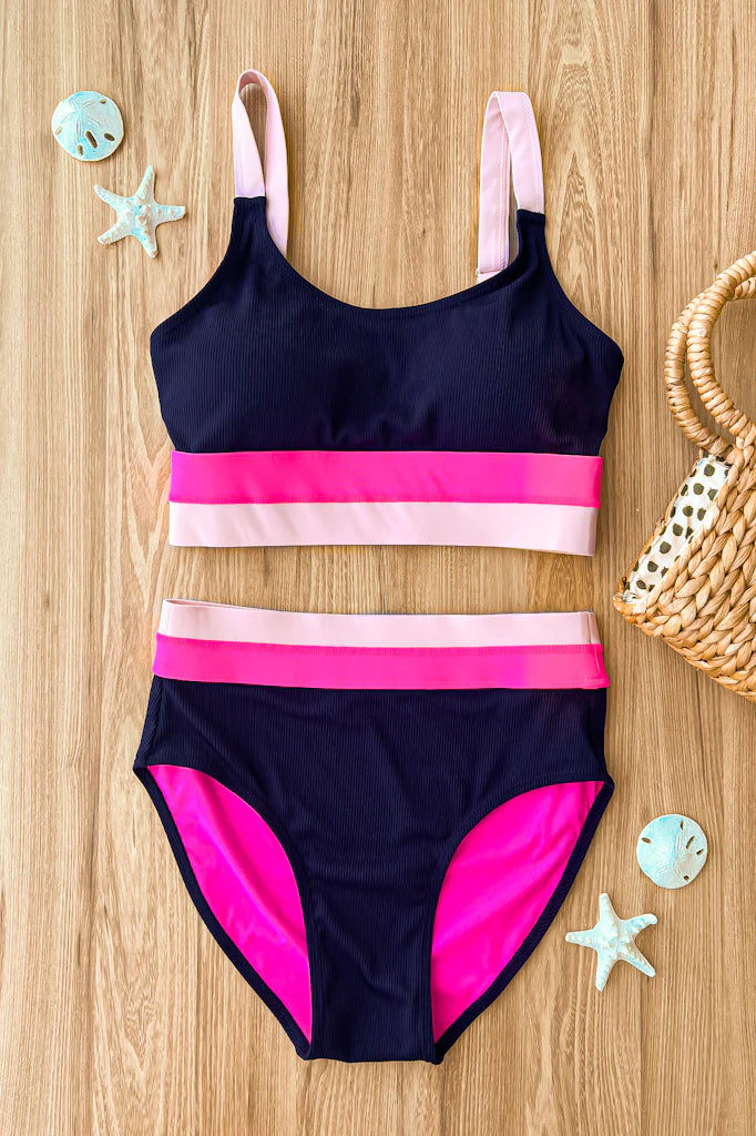 *Pre-Order* Navy & Pink Swim Suit