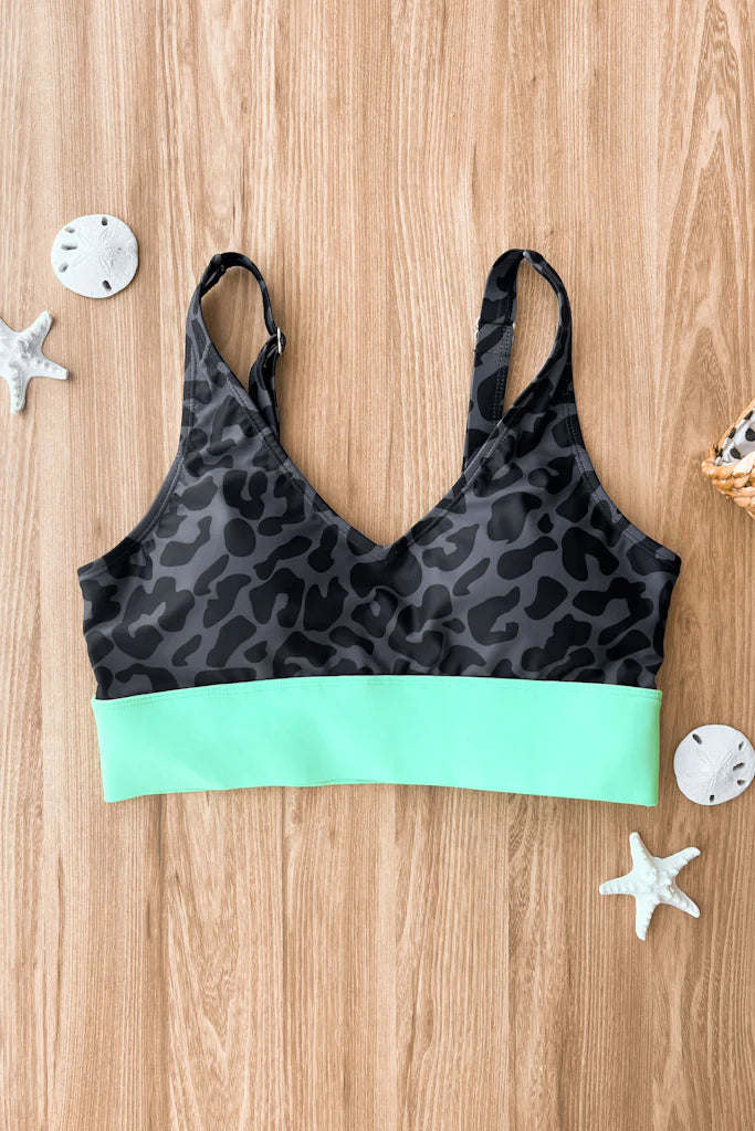 *Pre-Order* Charcoal Leopard & Mint Swim Suit