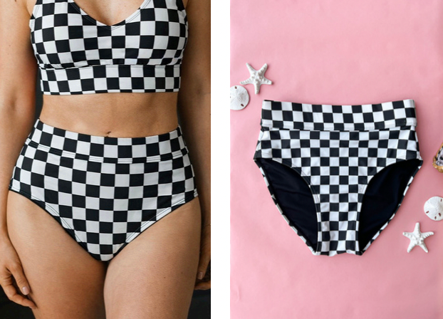 *Pre-Order* Black & White Checkered Swim Suit