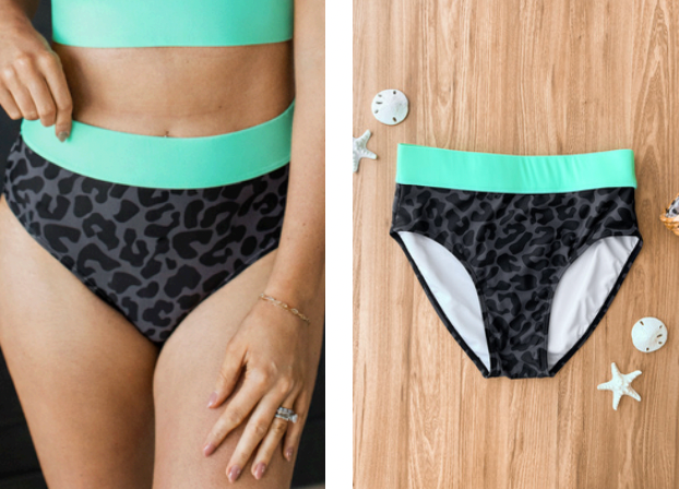 *Pre-Order* Charcoal Leopard & Mint Swim Suit