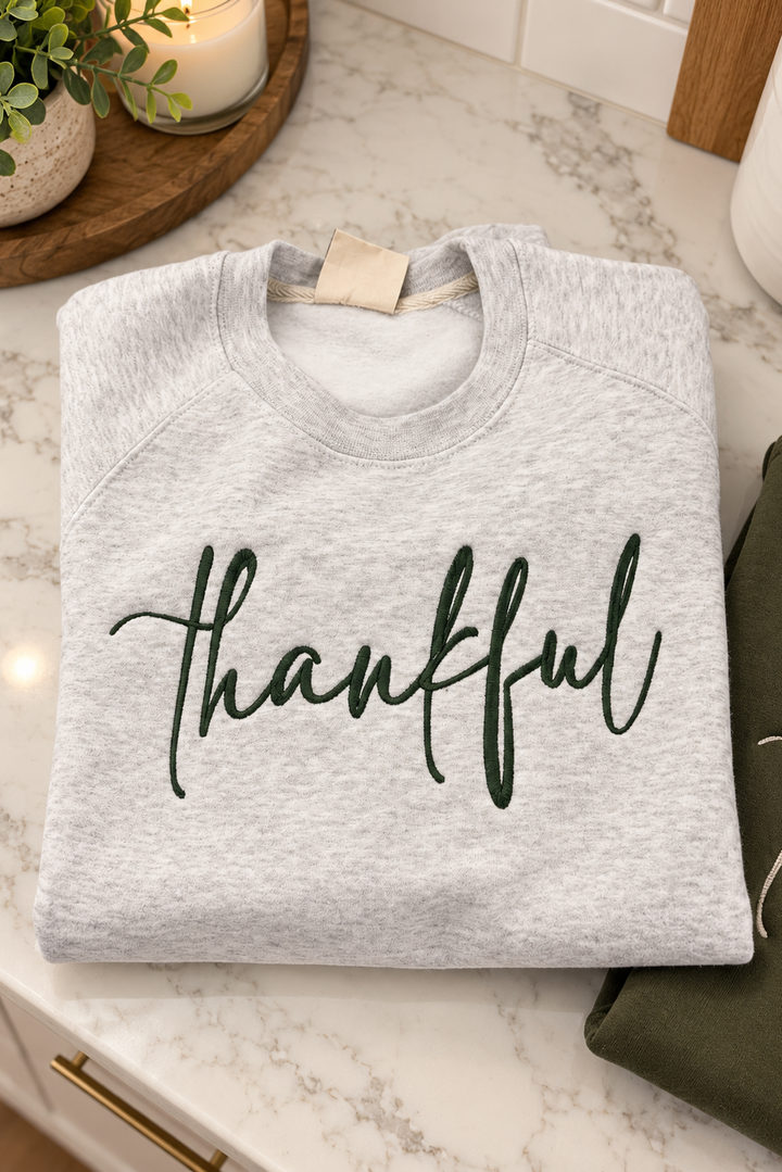 Thankful Embroidered Crewneck Sweatshirt
