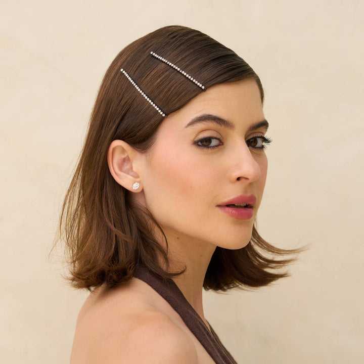 Extra Long Metal Rhinestone Bobby Pins 4pc Set - Ghost