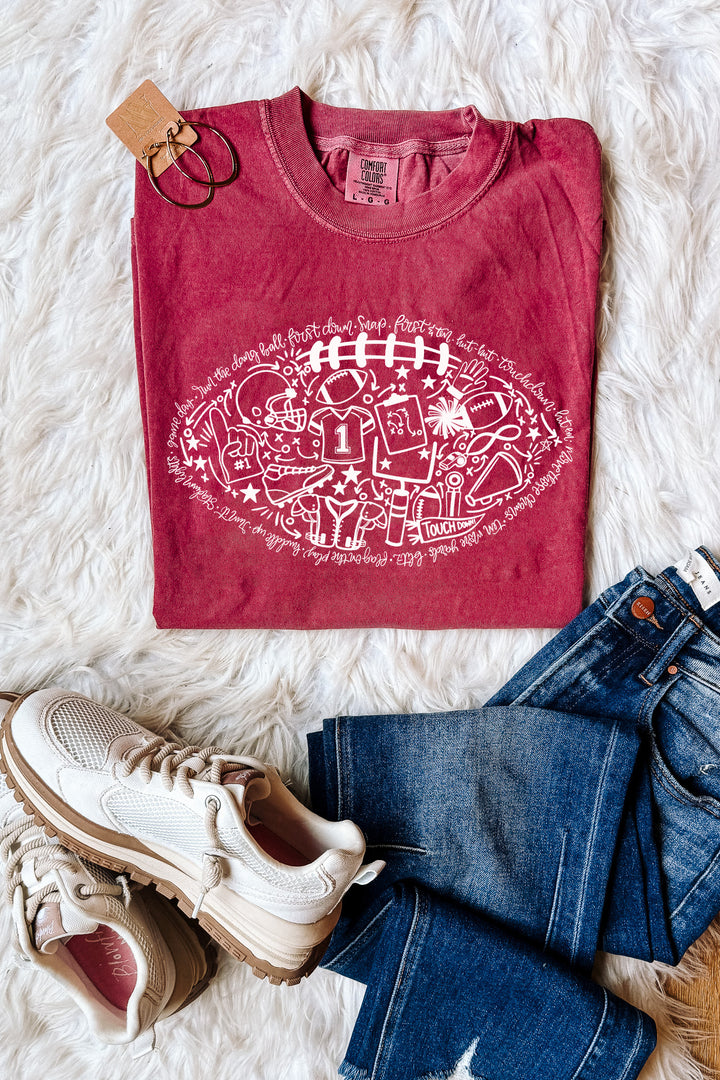 Football Line Art Graphic Tee - Multiple Colors