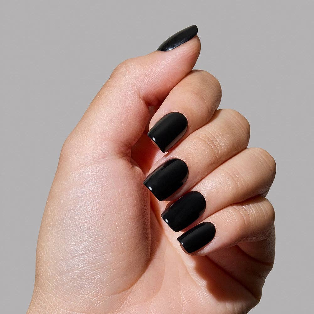 Jet Black Press-On Nails | Short Squoval