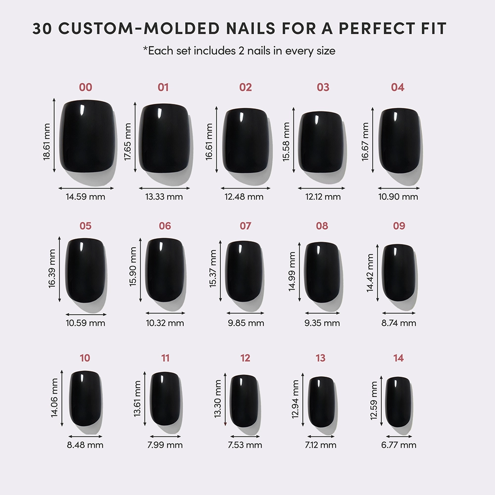 Jet Black Press-On Nails | Short Squoval