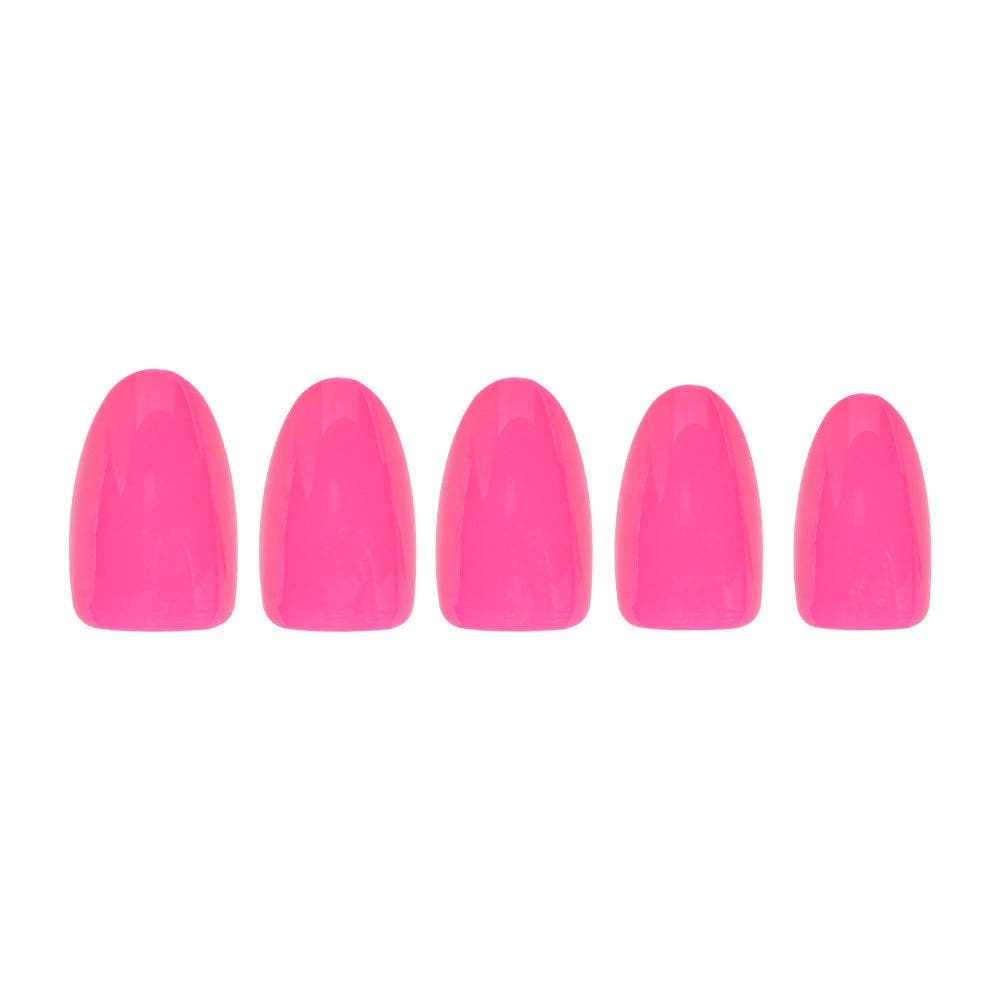 Hot Pink Press-On Nails | Short Oval Length