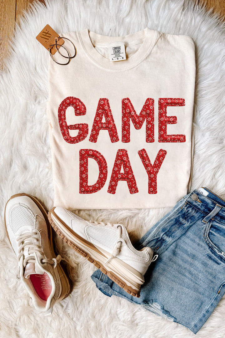 Game Day Floral Patches Graphic Tee - Multiple Colors