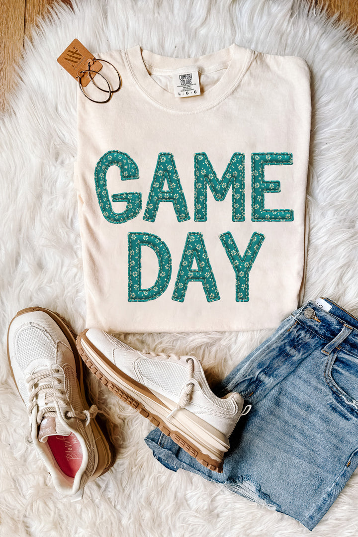 Game Day Floral Patches Graphic Tee - Multiple Colors