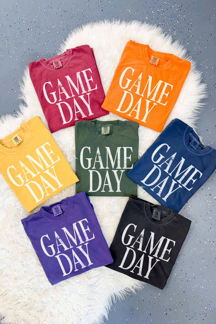Stacked Distressed Game Day Graphic Tee - Multiples Colors
