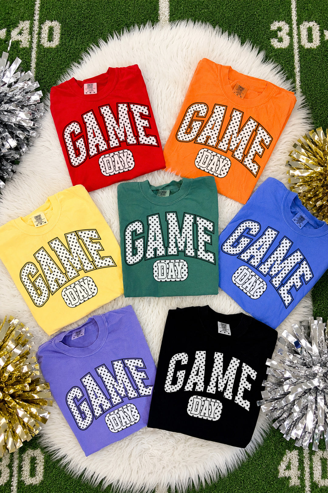 Polka Dots Game Day Graphic Tee - Multiples Colors