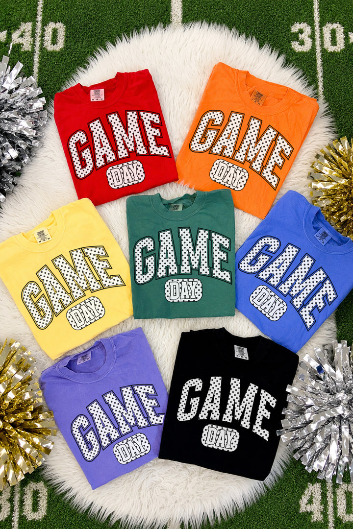 Polka Dots Game Day Graphic Tee - Multiples Colors