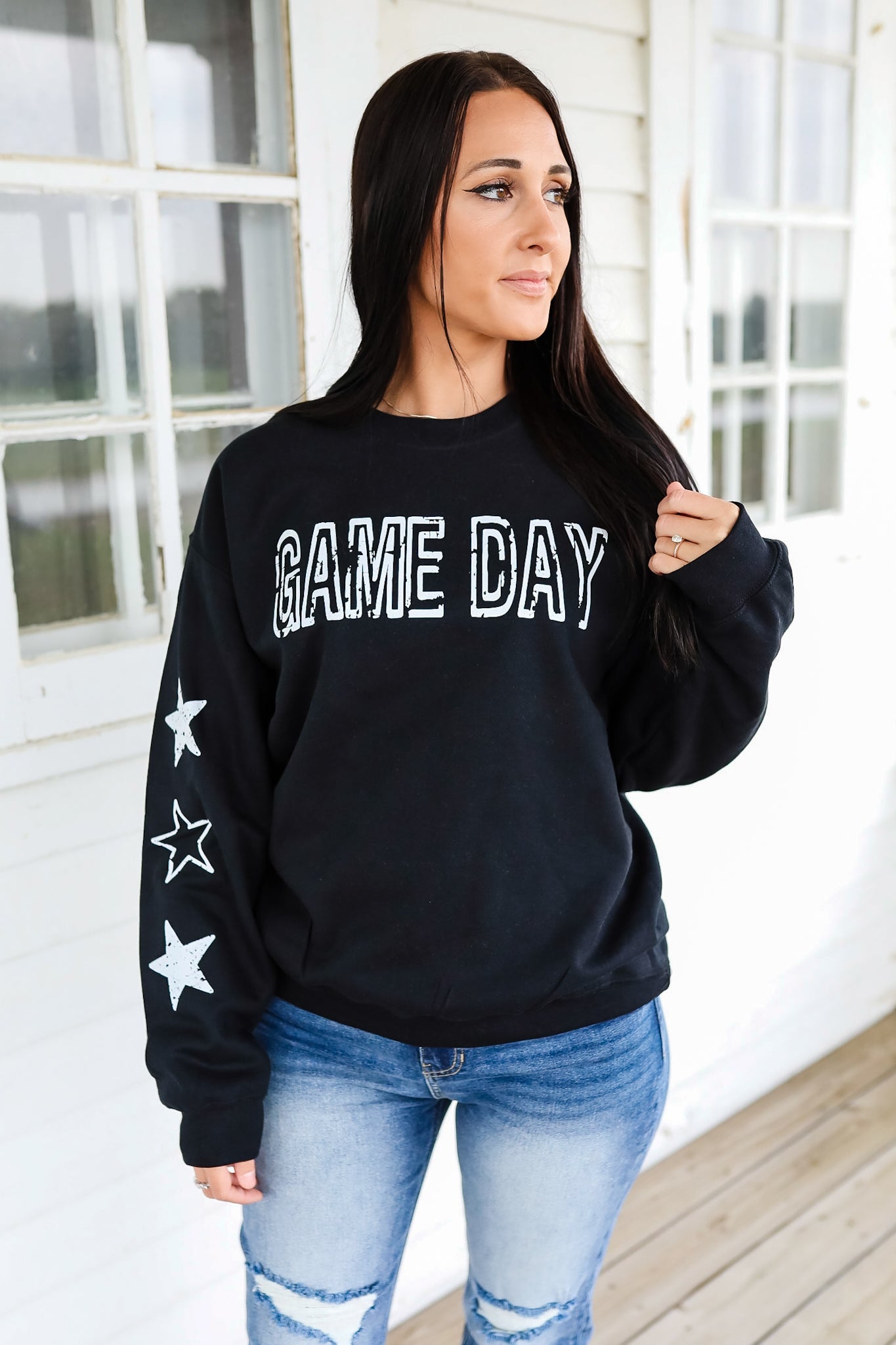 Game Day Stars Crewneck Sweatshirt - Black