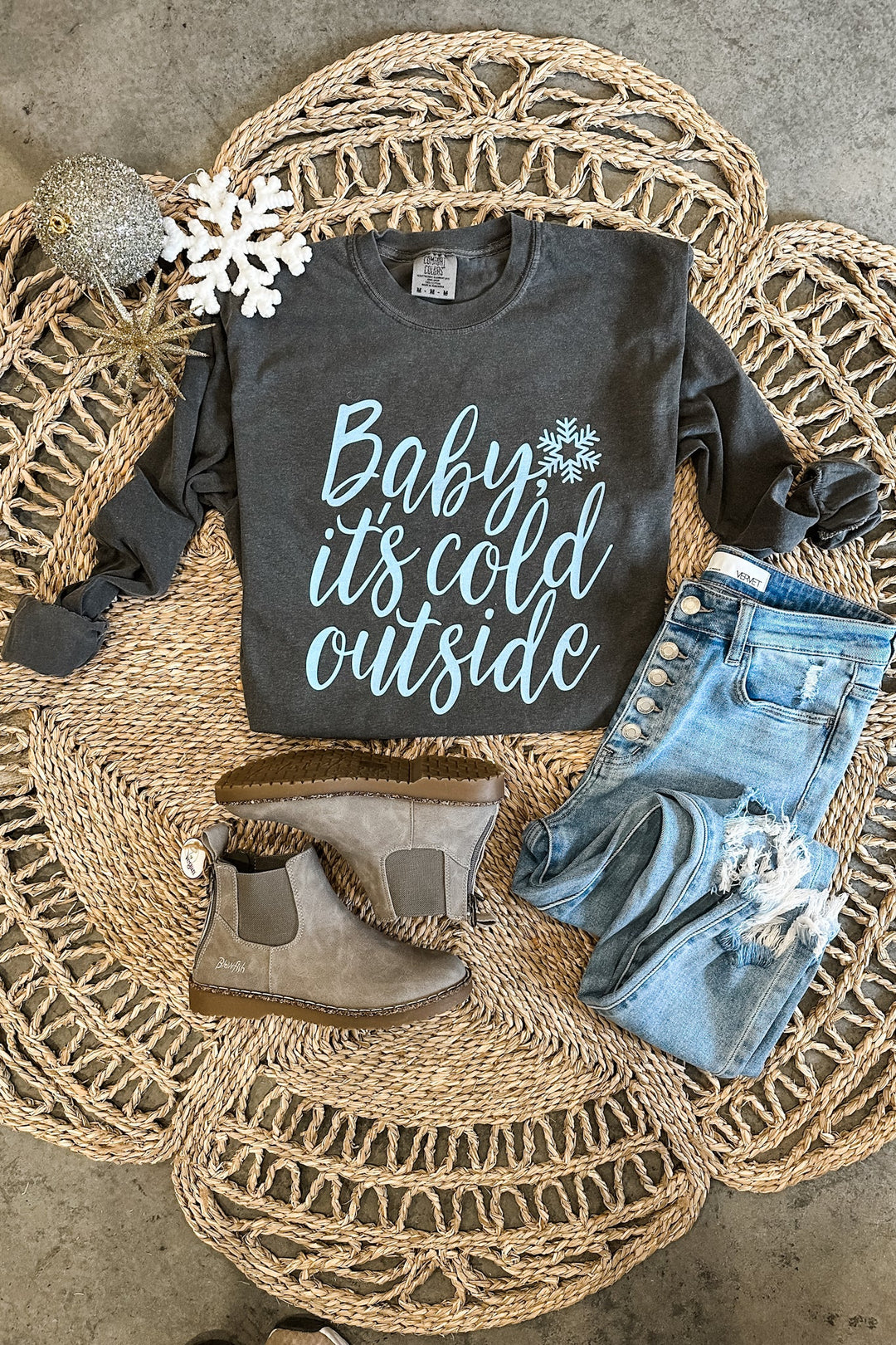 Baby It's Cold Outside Graphic Long Sleeve - Pepper
