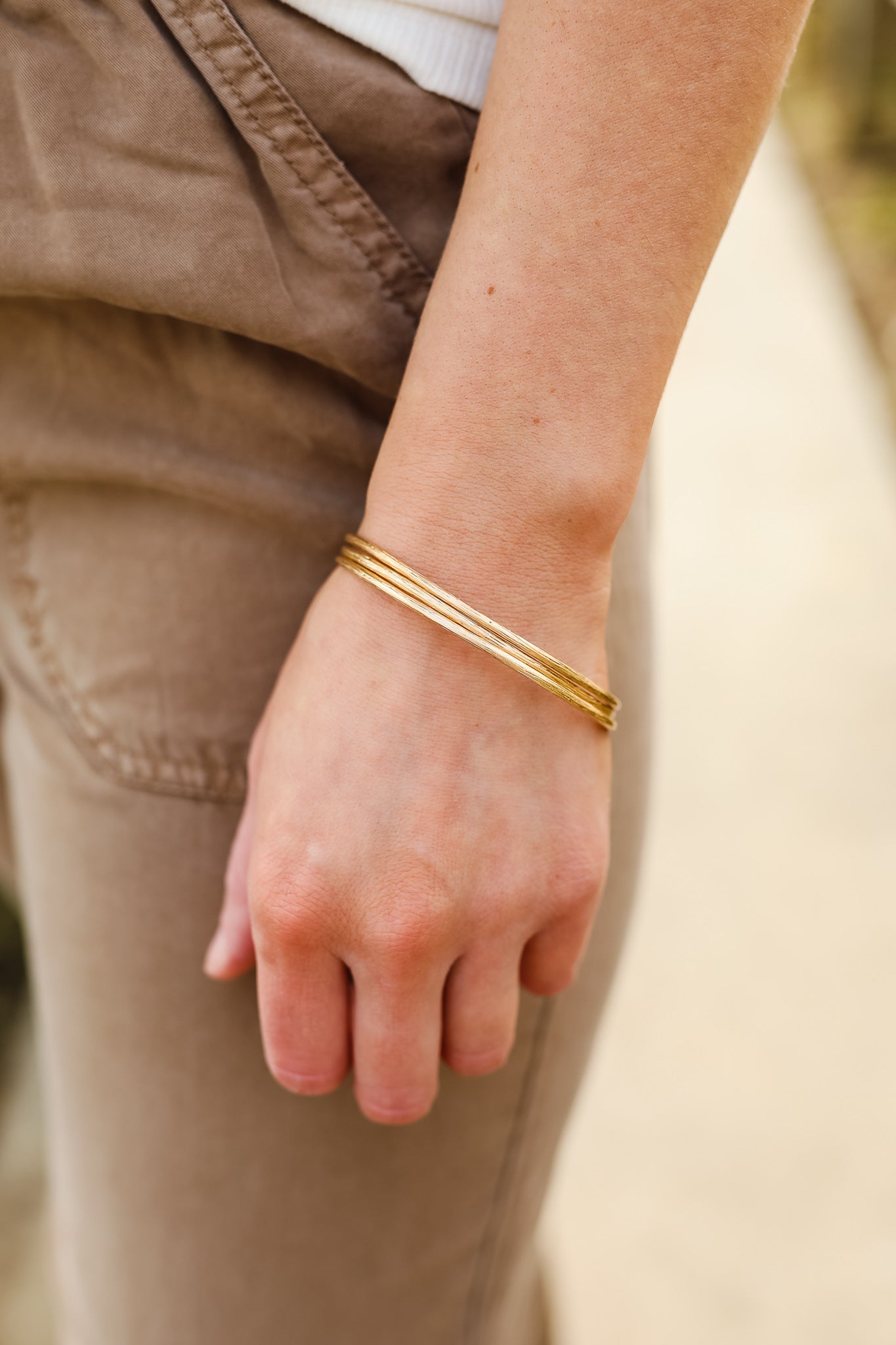 Esme Triple Bangle Bracelet Set - Gold
