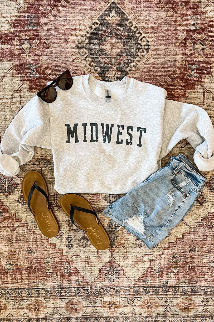 Midwest Classic Crewneck Sweatshirt Ash Grey Aiden And Oak 